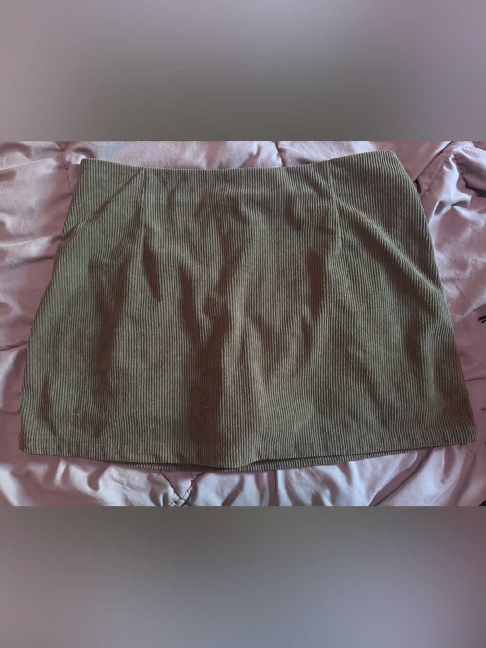 Olive Corduroy Ribbed Mini Skort - XL
